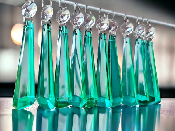 1 Aqua Marine Green Glass Icicles 72 mm 3" UK Chandelier Crystals Drops Beads Droplets Lamp Parts 6