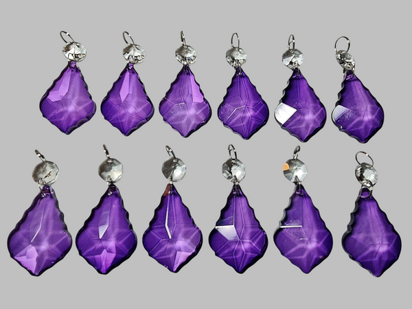 12 Purple Leaf 50 mm 2" Chandelier UK Crystals Beads Droplets Christmas Wedding Decorations 3