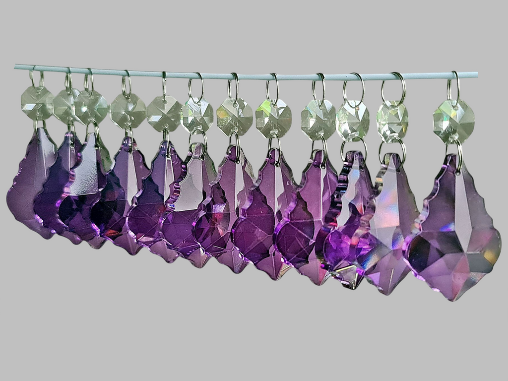 12 Purple Leaf 50 mm 2" Chandelier UK Crystals Beads Droplets Christmas Wedding Decorations 1