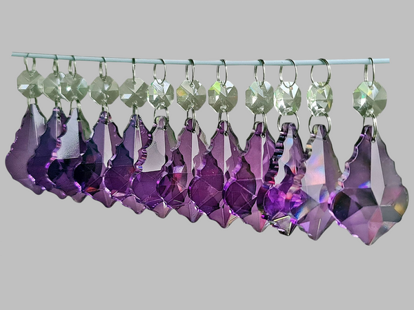 12 Purple Leaf 50 mm 2" Chandelier UK Crystals Beads Droplets Christmas Wedding Decorations 1