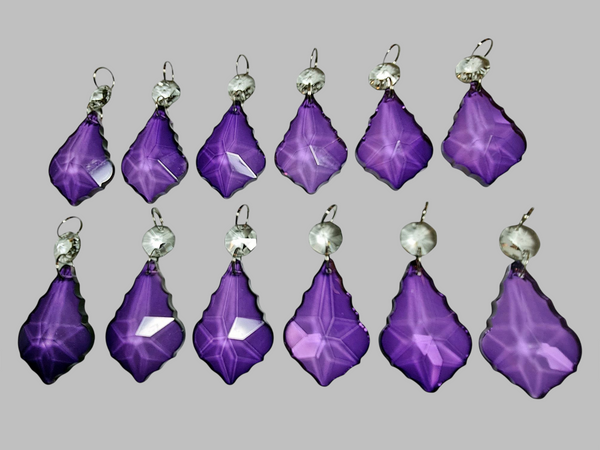 12 Purple Leaf 50 mm 2" Chandelier UK Crystals Beads Droplets Christmas Wedding Decorations 5