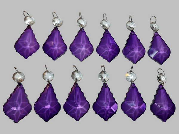 12 Purple Leaf 50 mm 2" Chandelier UK Crystals Beads Droplets Christmas Wedding Decorations 7