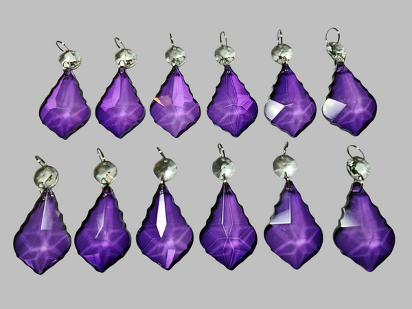 12 Purple Leaf 50 mm 2" Chandelier UK Crystals Beads Droplets Christmas Wedding Decorations 9