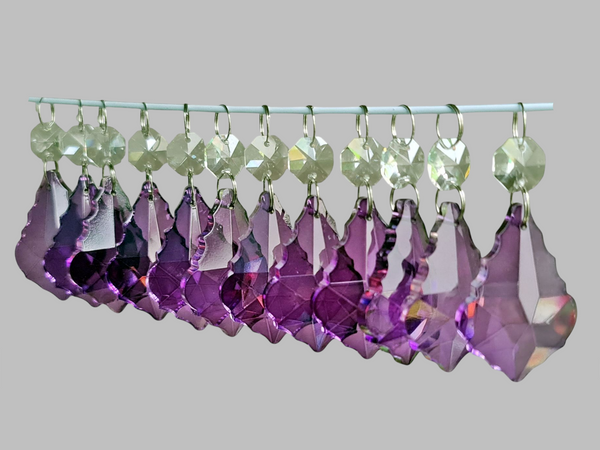 12 Purple Leaf 50 mm 2" Chandelier UK Crystals Beads Droplets Christmas Wedding Decorations 8