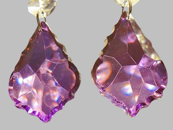 1 Purple Cut Glass Leaf 50 mm 2" Chandelier UK Crystals Drops Beads Droplets Light Lamp Parts 4