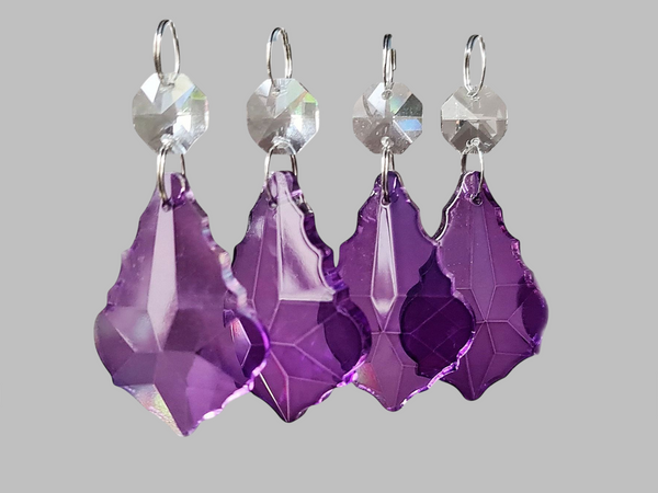 1 Purple Cut Glass Leaf 50 mm 2" Chandelier UK Crystals Drops Beads Droplets Light Lamp Parts 2