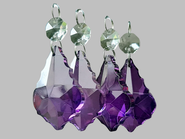 1 Purple Cut Glass Leaf 50 mm 2" Chandelier UK Crystals Drops Beads Droplets Light Lamp Parts 7
