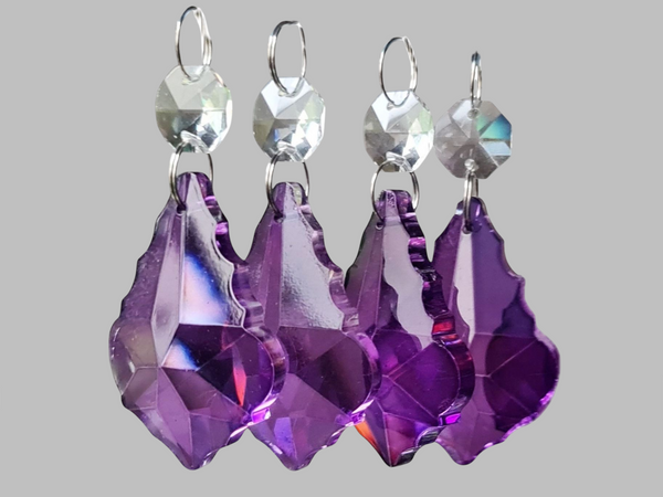 1 Purple Cut Glass Leaf 50 mm 2" Chandelier UK Crystals Drops Beads Droplets Light Lamp Parts 5