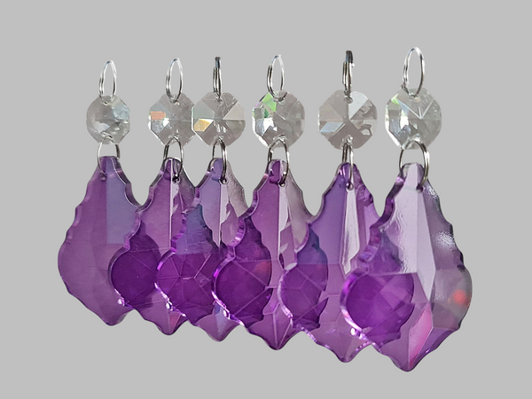 1 Purple Cut Glass Leaf 50 mm 2" Chandelier UK Crystals Drops Beads Droplets Light Lamp Parts 9