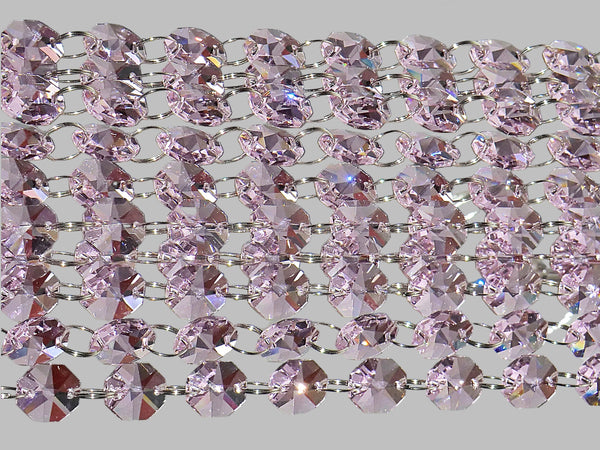 1 Strand 14 mm Pastel Pink Octagon Chandelier Drops Cut Glass Crystals Garlands Beads Droplets Parts 7