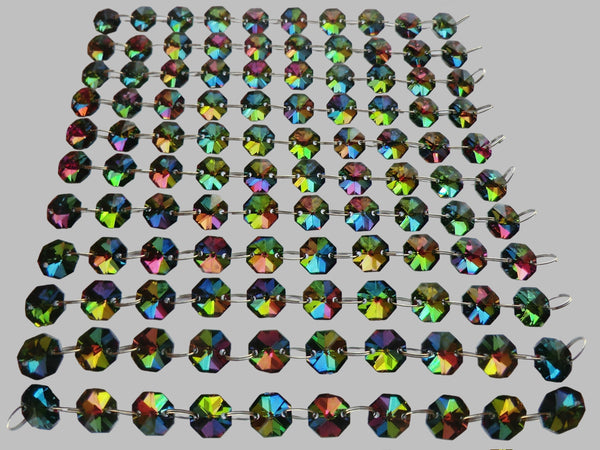 12 Strands Vitrail AB 14mm Octagon Chandelier Drops Glass Crystals 2.4m Garland Beads Droplets 6
