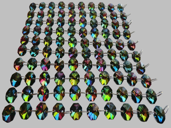 12 Strands Vitrail AB 14mm Octagon Chandelier Drops Glass Crystals 2.4m Garland Beads Droplets 3