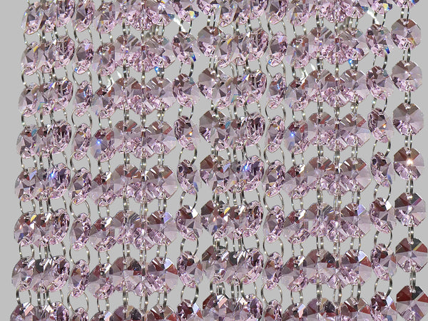 12 Strands Soft Pink 14mm Octagon Chandelier Drops Glass Crystals 2.4m Garland Beads Droplets 7