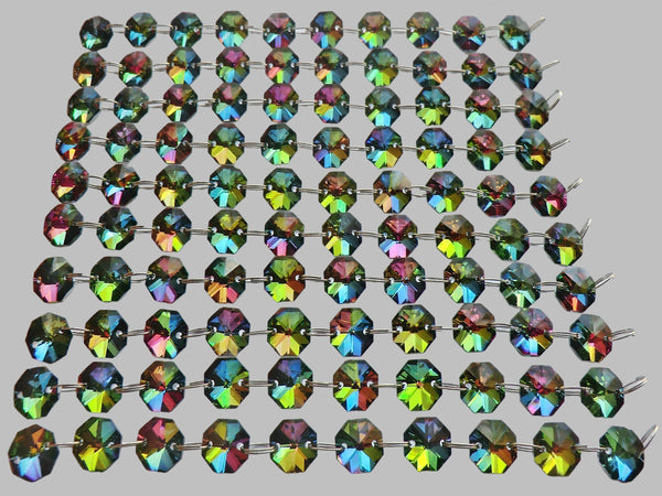 12 Strands Vitrail AB 14mm Octagon Chandelier Drops Glass Crystals 2.4m Garland Beads Droplets 10