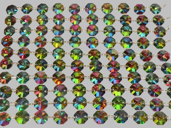 12 Strands Vitrail AB 14mm Octagon Chandelier Drops Glass Crystals 2.4m Garland Beads Droplets 1