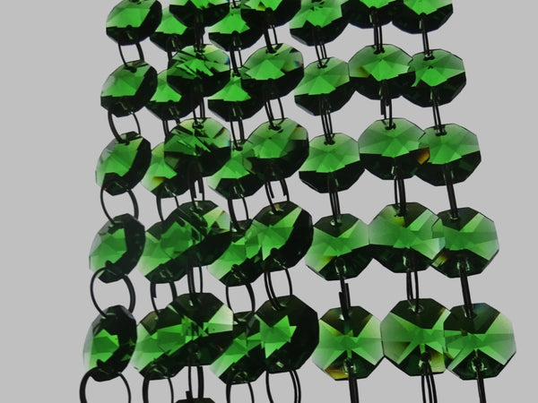 1 Strand 14 mm Emerald Green Octagon Chandelier Drops Cut Glass Crystals Garlands Beads Droplets Parts 8