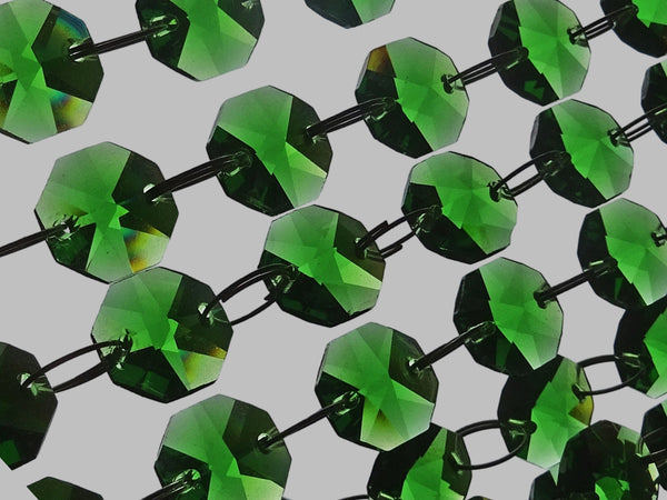 1 Strand 14 mm Emerald Green Octagon Chandelier Drops Cut Glass Crystals Garlands Beads Droplets Parts 4