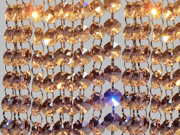 12 Strands Soft Pink 14mm Octagon Chandelier Drops Glass Crystals 2.4m Garland Beads Droplets 9
