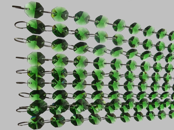1 Strand 14 mm Emerald Green Octagon Chandelier Drops Cut Glass Crystals Garlands Beads Droplets Parts 9