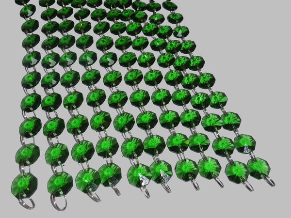 12 Strands Green 14mm Octagon Chandelier Drops Glass Crystals 2.4m Garland Beads Droplets 16