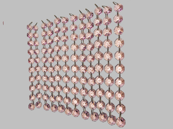 12 Strands Soft Pink 14mm Octagon Chandelier Drops Glass Crystals 2.4m Garland Beads Droplets 3