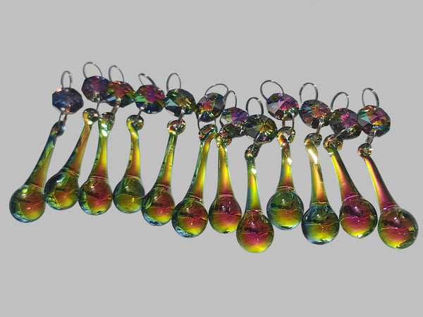 12 Vitrail AB Iridescent & Silver Cut Glass Orb 53 mm 2" Chandelier Crystals Drops Beads Droplets 9