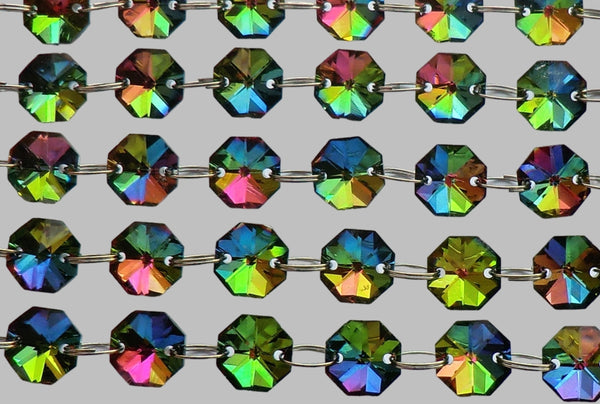 1 Strand 14mm Vitrail AB Iridescent Octagon Chandelier Drops Cut Glass Crystals Garlands Beads Droplets 3