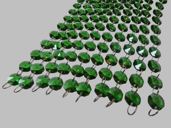 12 Strands Green 14mm Octagon Chandelier Drops Glass Crystals 2.4m Garland Beads Droplets 9