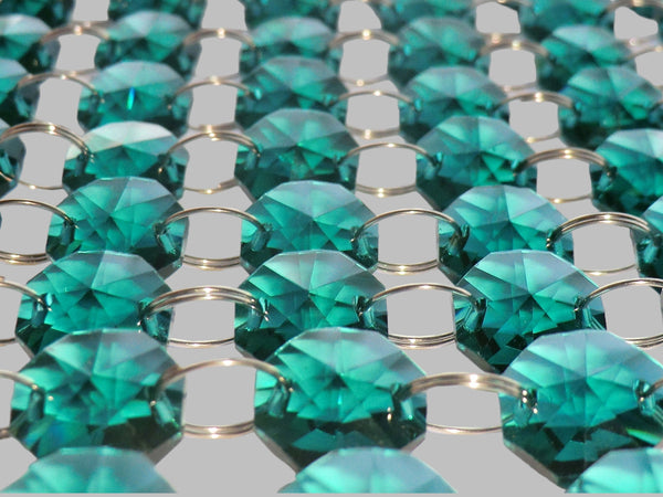 1 Strand 14 mm Peacock Green Octagon Chandelier Drops Cut Glass Crystals Garlands Beads Droplets 4