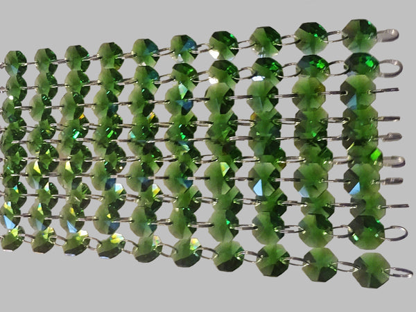 12 Strands Green 14mm Octagon Chandelier Drops Glass Crystals 2.4m Garland Beads Droplets 16