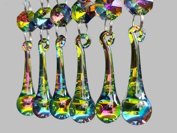 1 Vitrail AB Iridescent & Silver Cut Glass Orb 53 mm 2" Chandelier Crystals Drops Beads Droplets 28