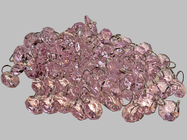 12 Strands Soft Pink 14mm Octagon Chandelier Drops Glass Crystals 2.4m Garland Beads Droplets 4