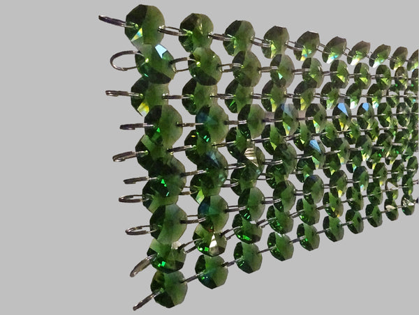 12 Strands Green 14mm Octagon Chandelier Drops Glass Crystals 2.4m Garland Beads Droplets 3