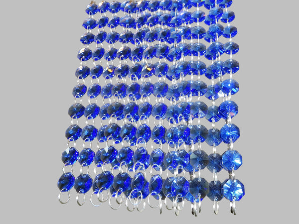 12 Strands Blue 14mm Octagon Chandelier Drops Glass Crystals 2.4m Garland Beads Droplets