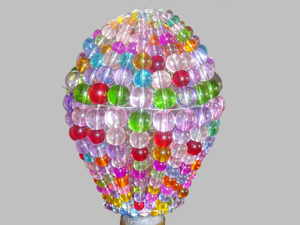 CLEARANCE FLAWED Chandelier Bead Light Bulb GLS Multi Pastel Colour Glass Cover Sleeve Lampshade Alternative Beaded