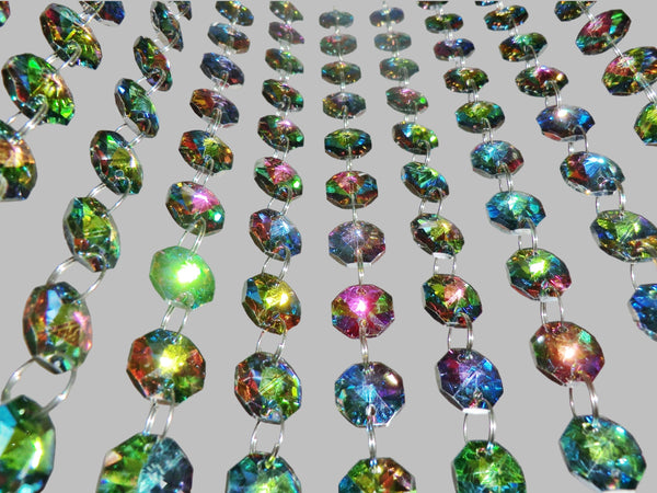 12 Strands Vitrail AB 14mm Octagon Chandelier Drops Glass Crystals 2.4m Garland Beads Droplets 2