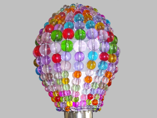 CLEARANCE FLAWED Chandelier Bead Light Bulb GLS Multi Pastel Colour Glass Cover Sleeve Lampshade Alternative Beaded