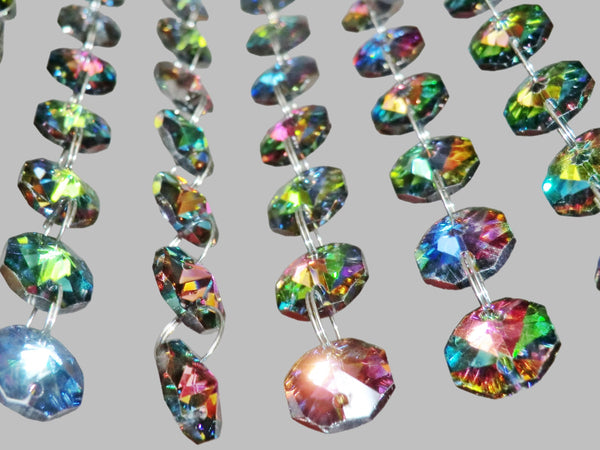 12 Strands Vitrail AB 14mm Octagon Chandelier Drops Glass Crystals 2.4m Garland Beads Droplets 5