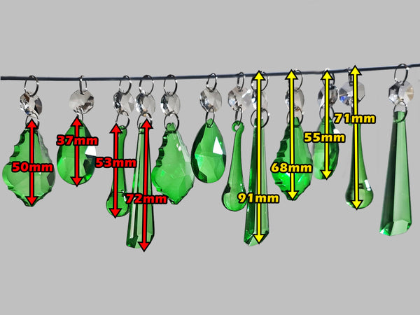 12 Emerald Green Chandelier Drops Cut Glass UK Crystals Beads Droplets Lamp Light Prisms Parts 2
