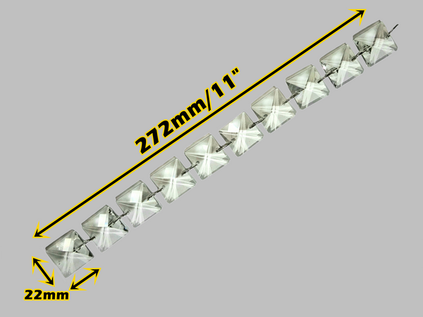 1 Strand 22 mm Clear Chandelier Square Drops Cut Glass Crystals Garlands Beads Droplets 1