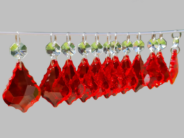 12 Red Leaf 50 mm 2" Chandelier Crystals Drops Beads Droplets Christmas Wedding Decorations 1