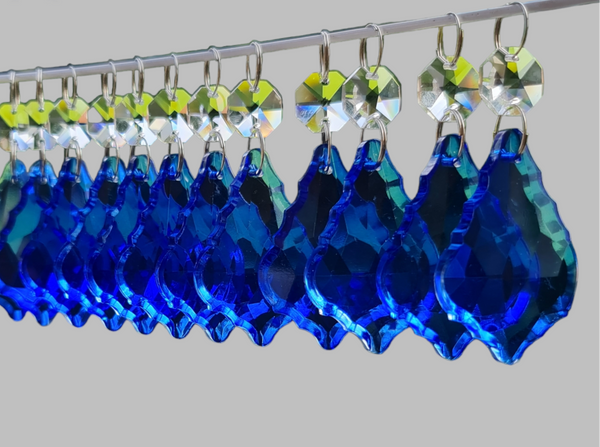 12 Cobalt Blue Leaf 50 mm 2" Chandelier UK Crystals Beads Droplets Christmas Wedding Decorations 4