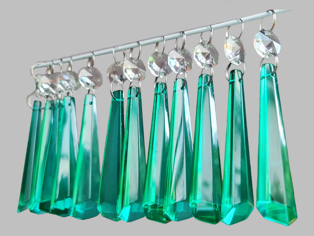 12 Aqua Marine Icicles 72 mm 3" Chandelier Crystals Beads Droplets Christmas Decorations 1