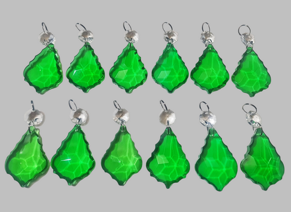 12 Emerald Green Leaf 50 mm 2" Chandelier UK Crystals Drops Beads Droplets Christmas Decorations 11