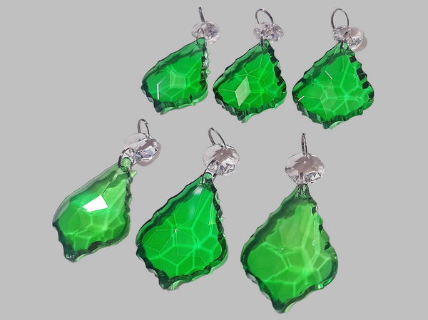 1 Emerald Green Cut Glass Leaf 50 mm 2" Chandelier UK Crystals Drops Beads Droplets Light Parts 4
