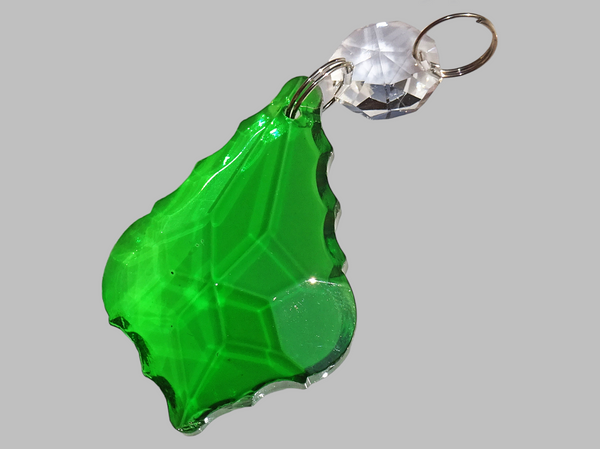 1 Emerald Green Cut Glass Leaf 50 mm 2" Chandelier UK Crystals Drops Beads Droplets Light Parts 3