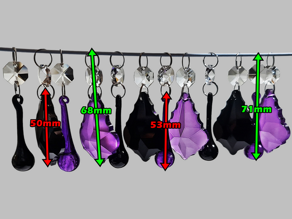24 Chandelier Drops Gothic Black Purple Cut Glass UK Crystals Beads Droplets Christmas Tree Decorations 2