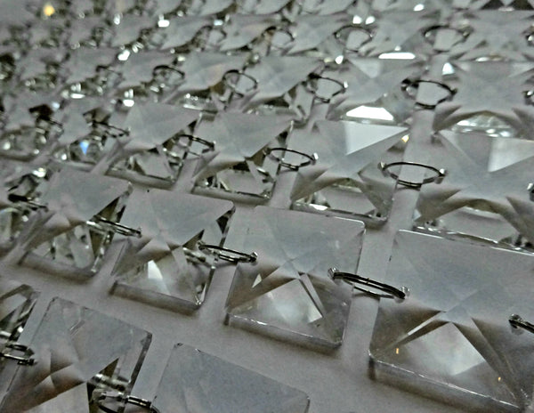 12 Strands Clear 22 mm Chandelier Square Drops Glass Crystals 3.24m Garland Beads Droplets 11