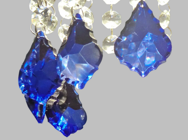 1 Blue Cut Glass Leaf 50 mm 2" Chandelier UK Crystals Drops Beads Droplets Light Lamp Parts 4