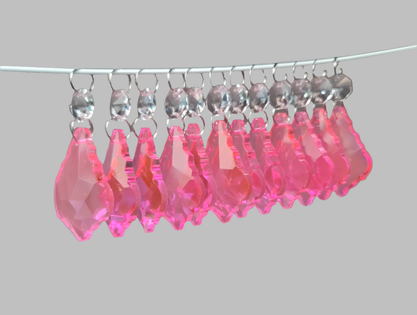 12 Hot Pink Leaf 50 mm 2" Chandelier Crystals Drops Beads Droplets Christmas Wedding Decorations